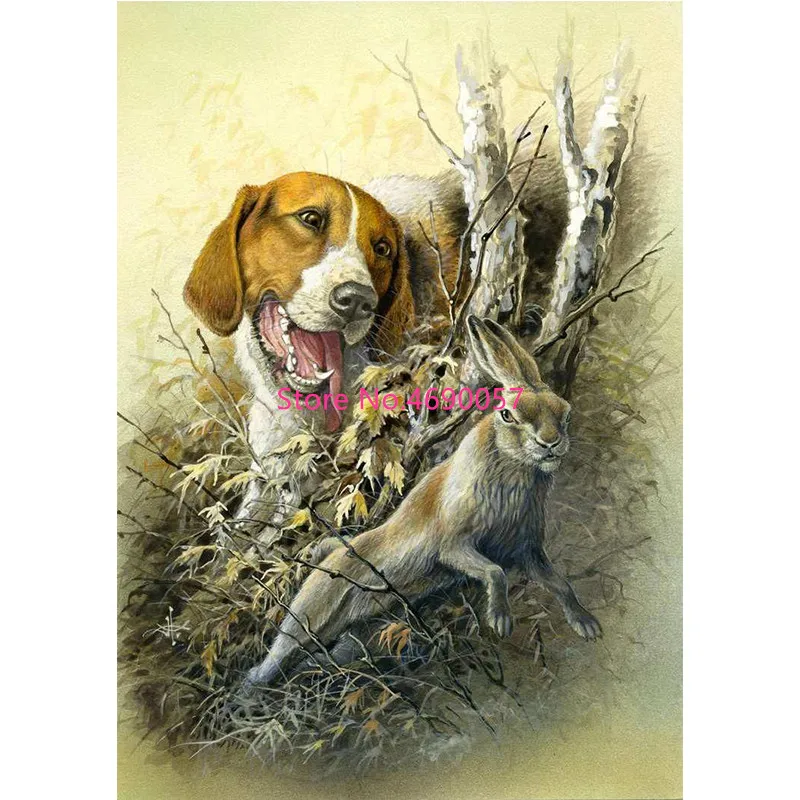 

Алмазная живопись «кролик, собака», квадратная/круглая мозаика ручной работы, картина стразы, вышивка крестиком, украшение для дома