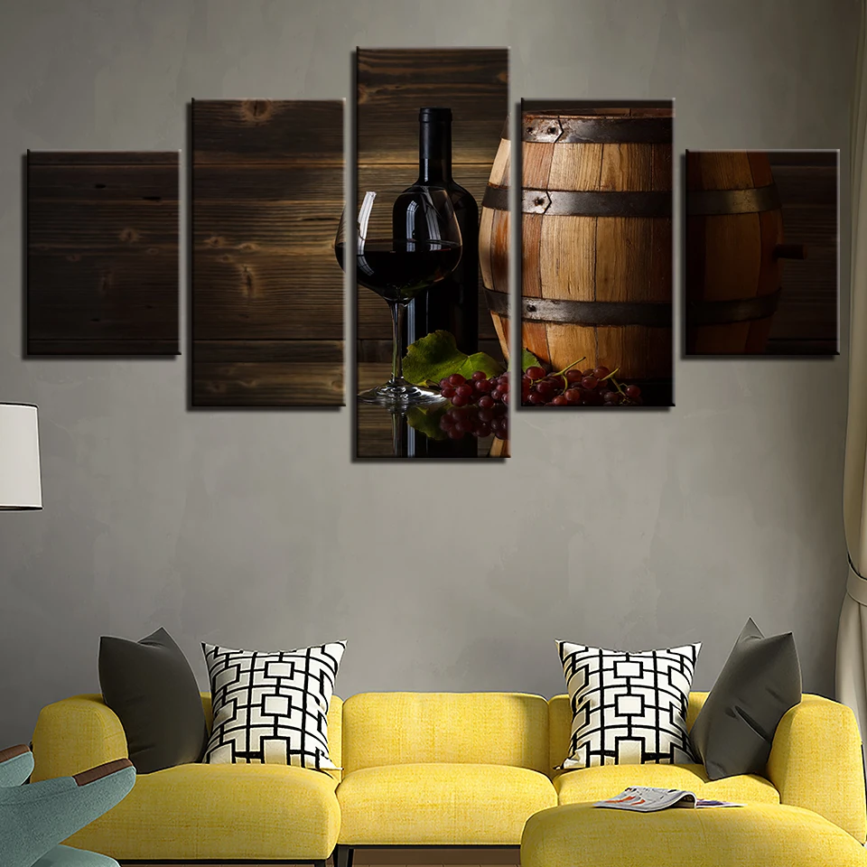 5 панелей Современный домашний декор HD Картина на холсте для гостиной красное