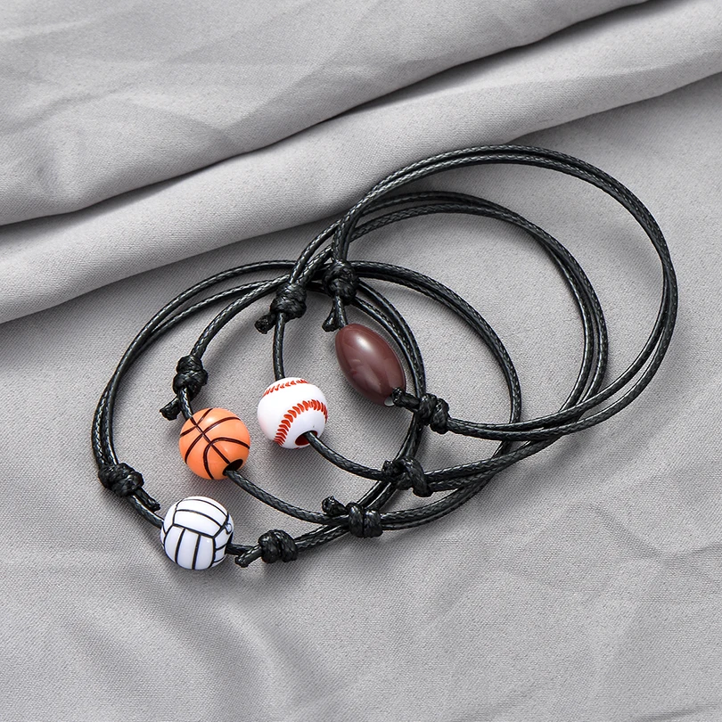 IYOE винтажные черные браслеты из пукожаной веревки для женщин и мужчин Бейсбол