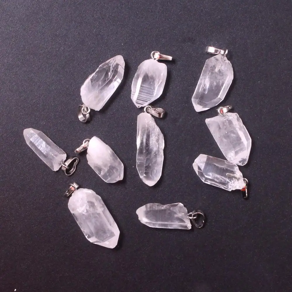 

50 PCS Irregular shaped Clear White Crystal Pendant Natural Gem Stone Healthy Energy necklace Pendants Jewelry Making Gift
