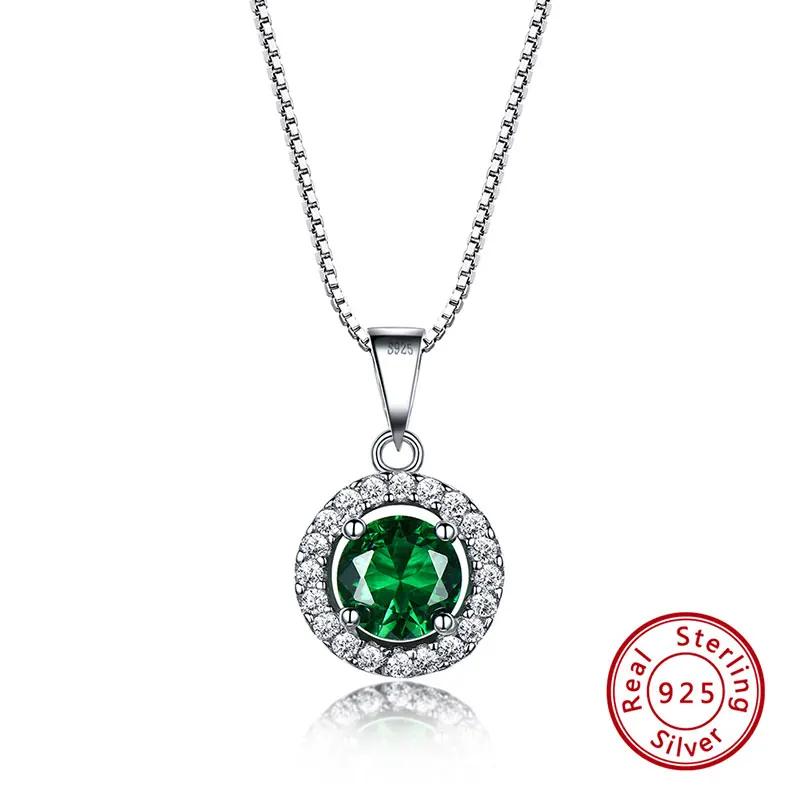VSN03 ORSA JEWELS женское серебряное ожерелье из натуральной 925 пробы, имитирующее круглый нано изумруд AAA Блестящий CZ кулон, Женские Ювелирные изделия VSN03 - Цвет камня: VSN03