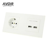 avoir dual usb charging port eu standard plug double socket power wall socket plastic panel electrical outlet