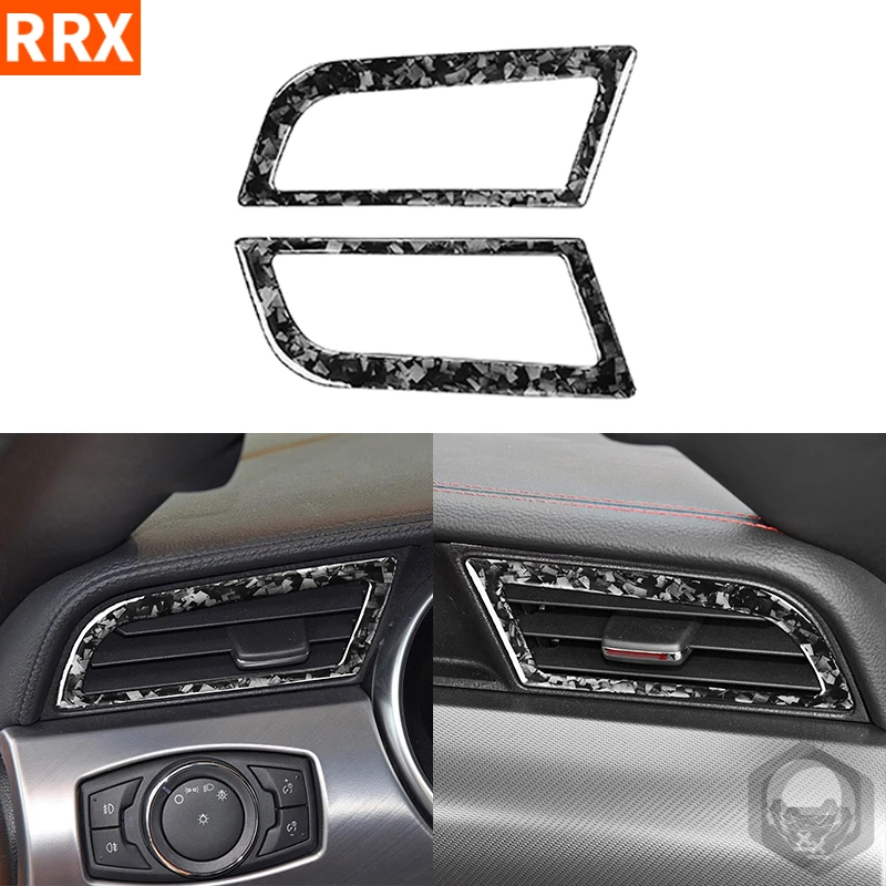 

For Ford Mustang 2015-2020 Forged Carbon Fiber Left Right Air Outlet Tuyere Trim Covers Decorative Stickers Interior Accessories