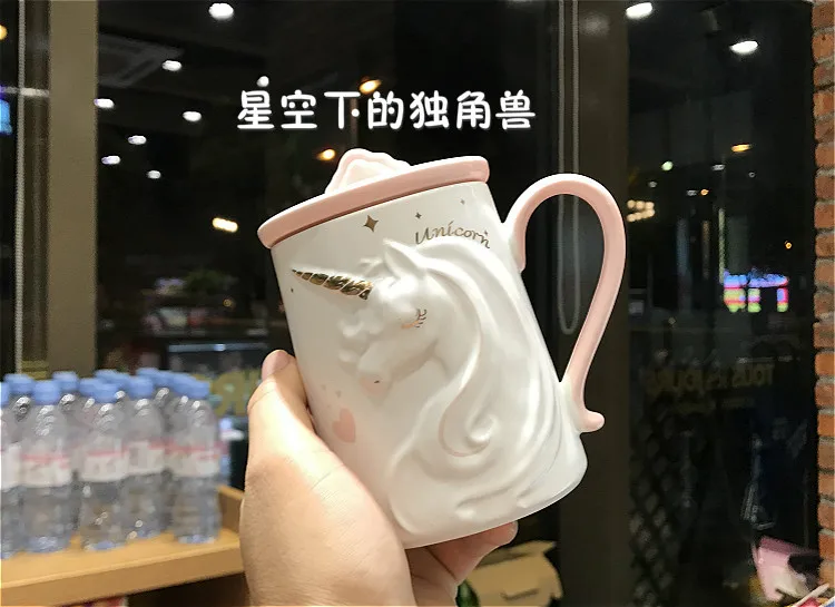 Керамическая кружка для кофе с единорогом, креативная кружка для молока, чайная чашка с ложкой, уникальный домашний офис