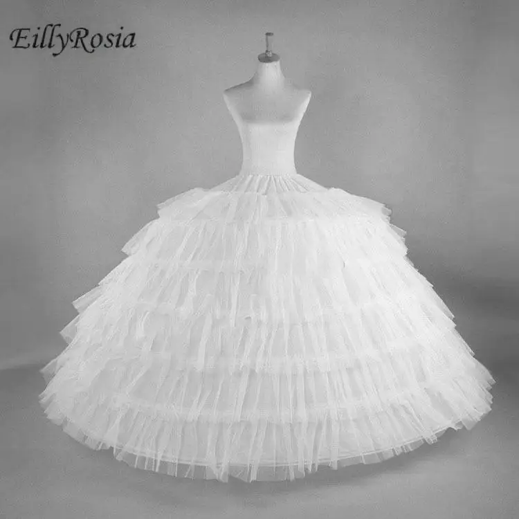 

Fashion In Stock 6 Hoops White Petticoats Wedding Accessories Bridal Underskirt Tulle Ball Gown Petticoat Long Underskirt Women