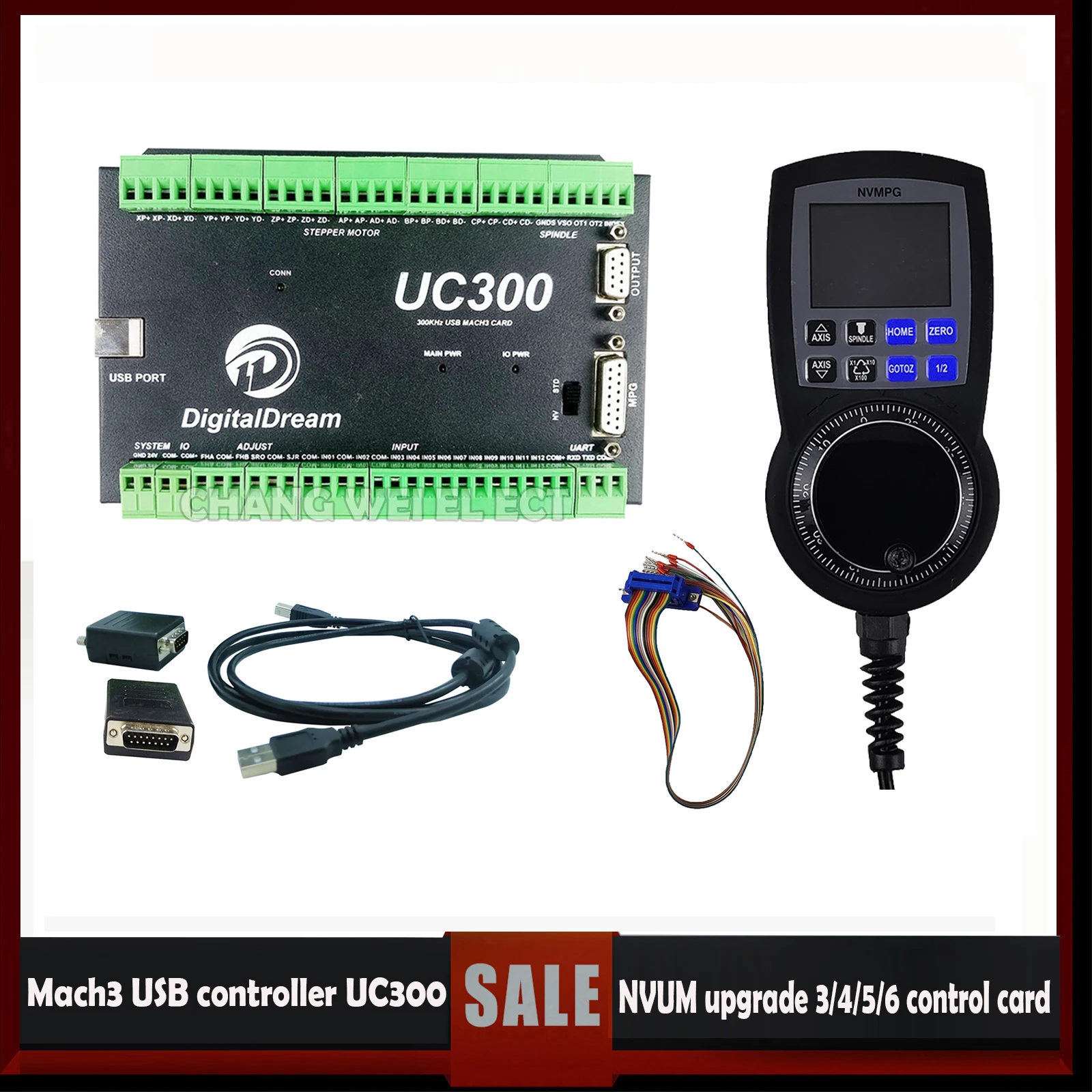 2022 Новый товар Nvum Обновленный USB Cnc Контроллер Uc300 300khz 3-6 Осей Движение Контроль Mach3 Цифровое Отображение Ручная рукоятка 75w24vdc on.