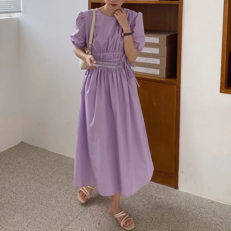 Женское винтажное платье с пышными рукавами простые плиссированные вечерние