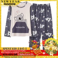 spring autumn womens sleep lounge pajama long sleeved girl pajama set cartoon pyjamas cotton sleepwear m l xl xxl xxxxl fashion