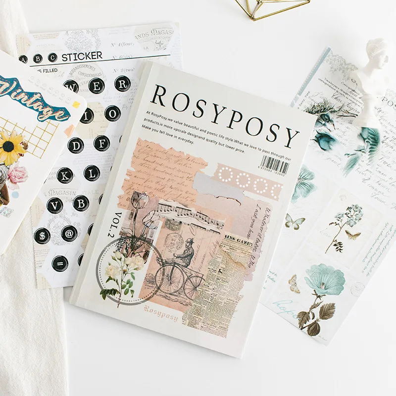 Rosy Posy 20 Page Paper Pad Scrapbooking Stickers Set INS Style Decoration Sticker Paste Diary Album Home DIY Gift Kpop H6786 | Канцтовары