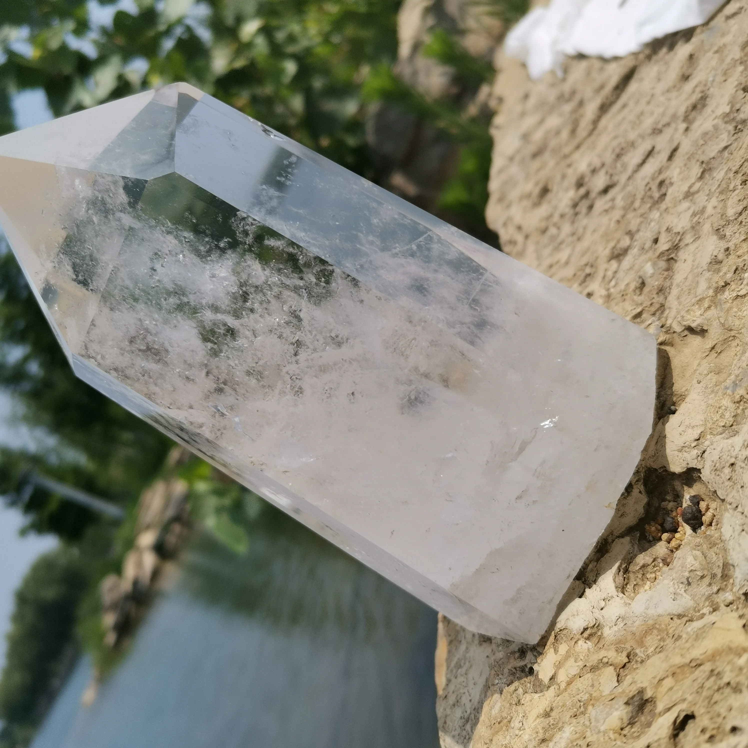 Высококачественный красивый натуральный камень прозрачный кварц кристалл с