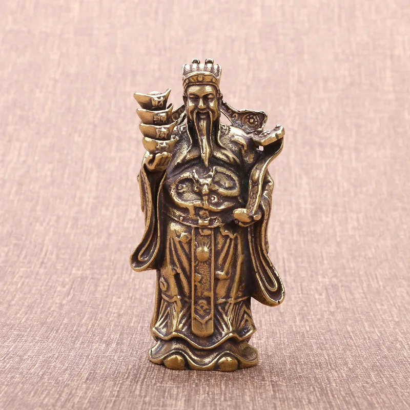 

Chinese God of Wealth Statues Figurines Miniatures Home Decoration Offiice Feng Shui Ornaments Antique Buddha Bronze Crafts Gift