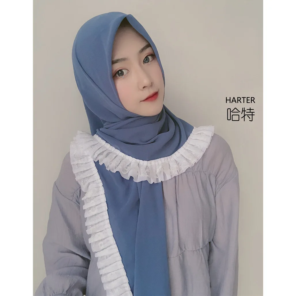 Мусульманский платок искусственный жемчуг шифоновый квадратный шарф большой