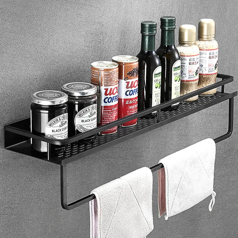 

Bathroom Shelf Black Aluminum Wall-Mounted Square Shampoo Shelf Cosmetic Shelves Kitchen Nets Shelf Storage Rack Organizer Rack