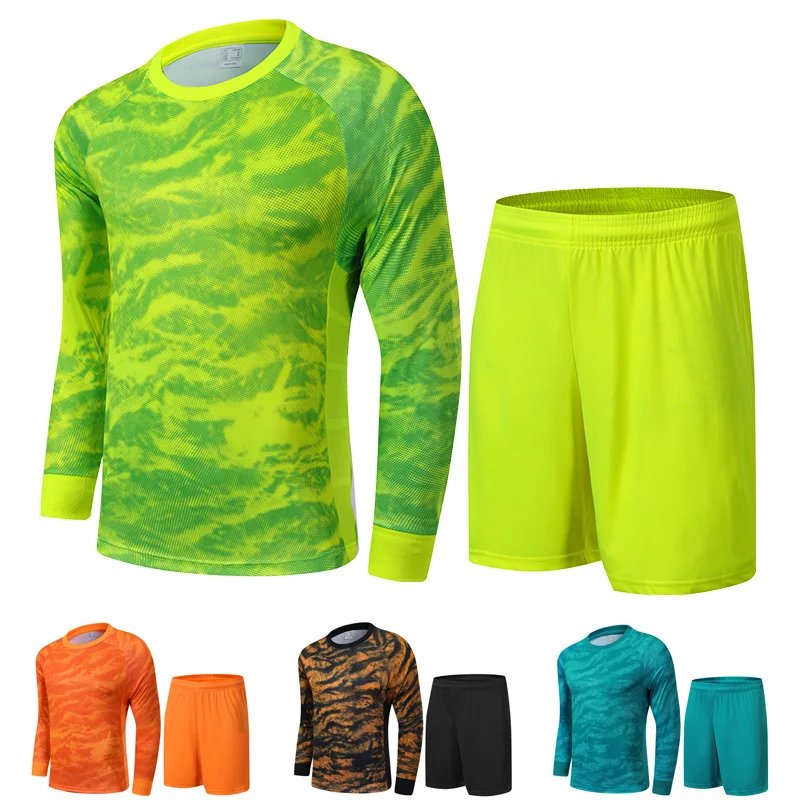 

2021 Adult Goalkeeper Uniform Soccer Jersey Set Professional Goalie Football Uniform Sponge Protection Shirt Pants Shorts Men Ki