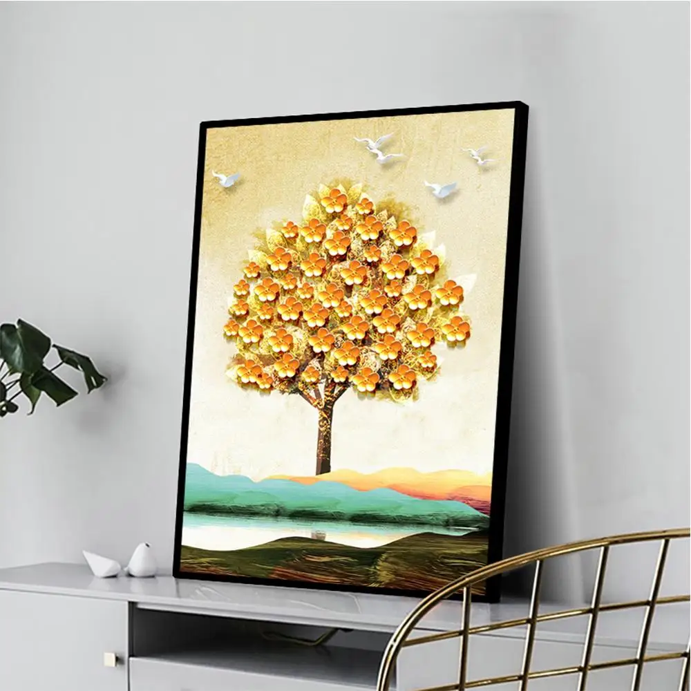 Картина с золотым деревом настенная живопись холст постеры и принты Современное