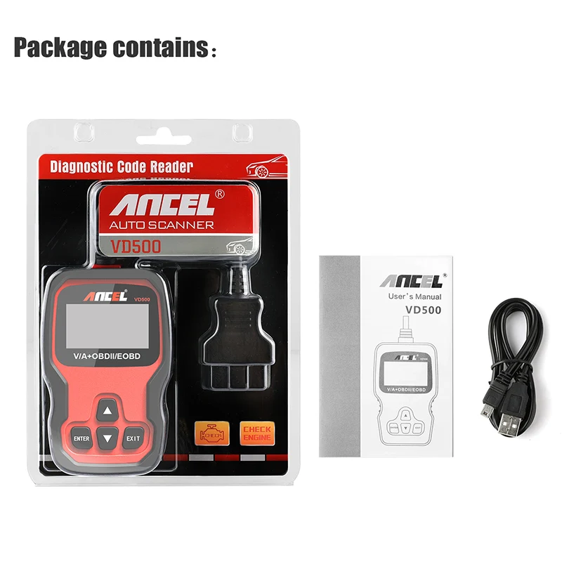 Автомобильный диагностический сканер Ancel VD500 OBD2 средство для сброса масляного
