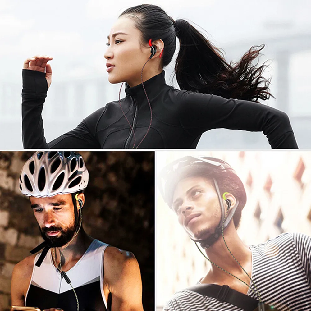 Проводные наушники с воспроизведением басов спортивные крючком для бега