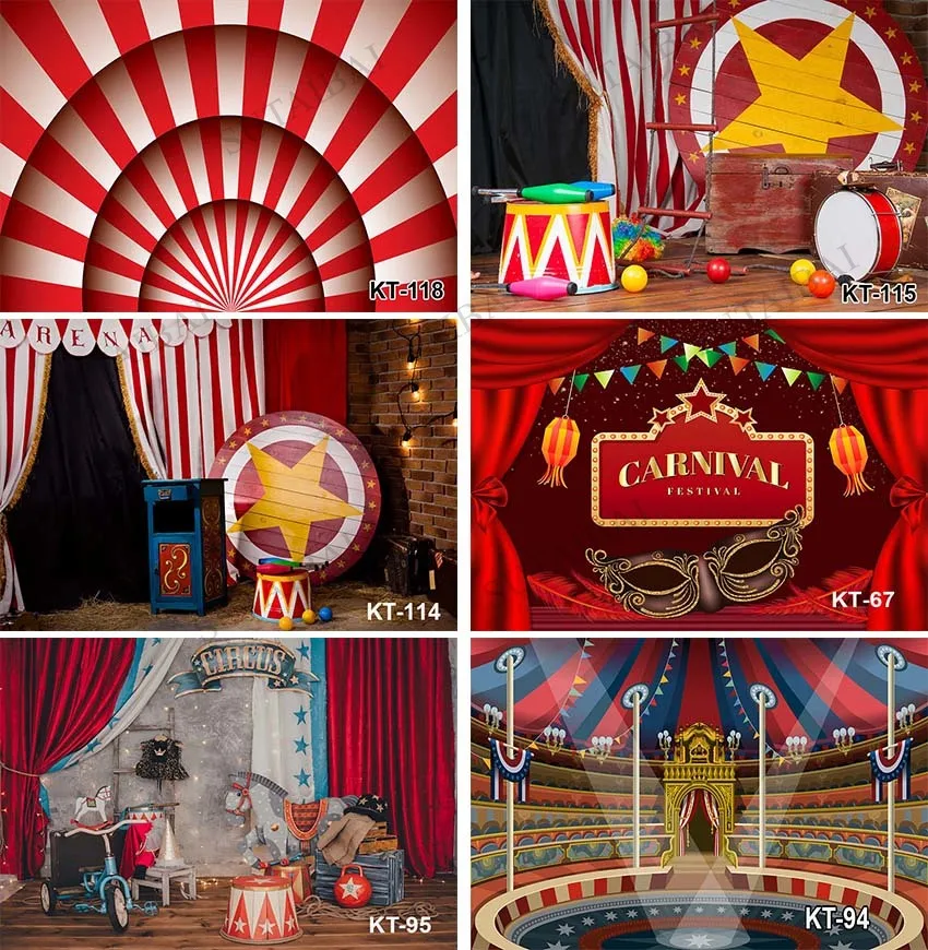 

Carnival Circus Photography Backdrop Red Tent Carousel Birthday Baby Shower Party Decor Banner Photo Studio Booth Props