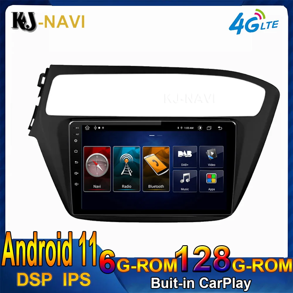 IPS DSP 6 + 128 ГБ Android 11 0 для Hyundai I20 2018 2019 Автомагнитола мультимедийная навигация