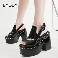 byqdy open toe cool punk sandals women strange heel platform thick bottomed high quality summer footwear women party plus size