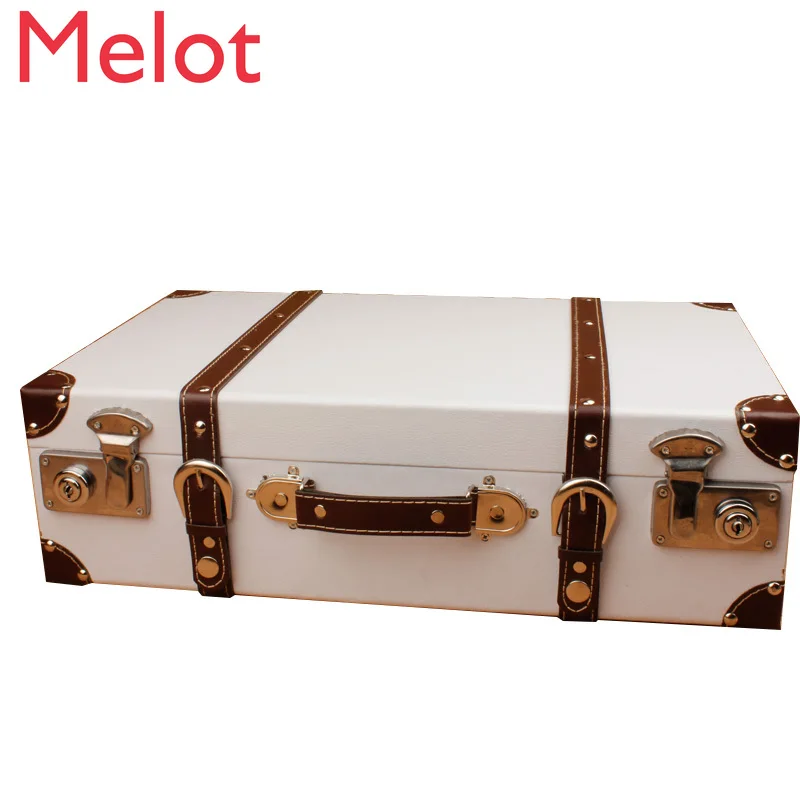 

Euro New Style Suitcase Vintage Wooden Storage Box Classic Antique Luggage Photography Props Window Display Box