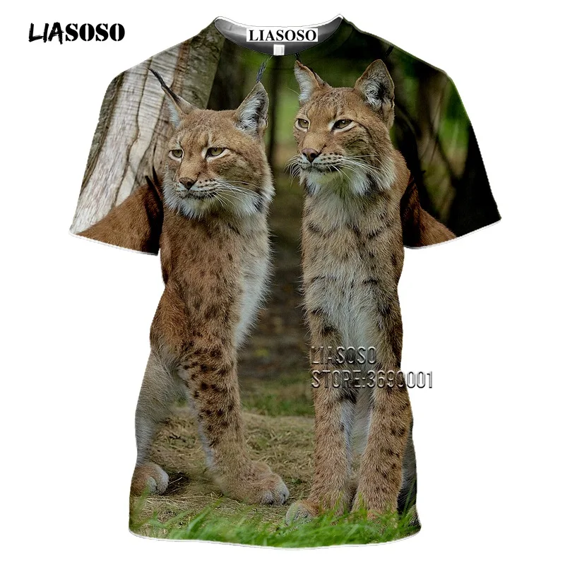Футболка liaseo eurasia lynx с 3D-принтом кота дикой природы мужская женская футболка