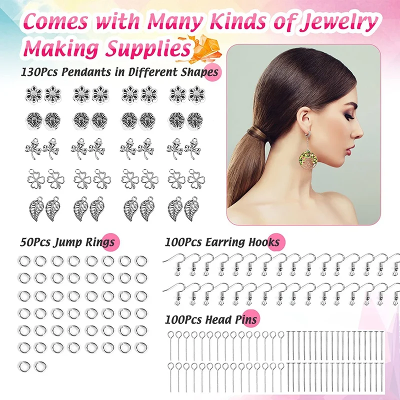 

Making Kit WithGemstone DIY Earring Making Supplies with Letter Beads Friendship Bracelet Kit Pendants Charms for Making