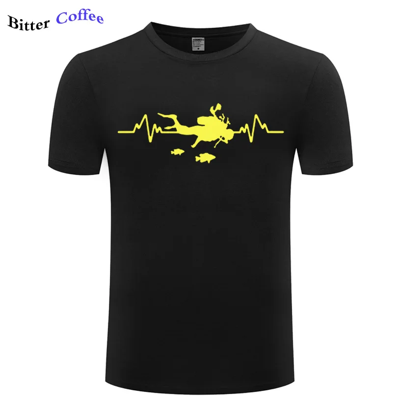 Мужская хлопковая футболка с коротким рукавом круглым вырезом для подводного