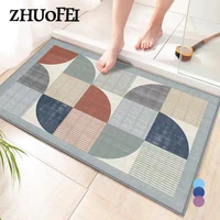 absorbent anti slip doormat home decor protective floor mat geometric printed kitchen entrance velvet mat prayer mat m0001