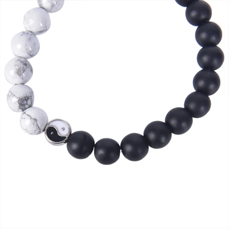 1 шт. Для мужчин женщин натуральный бусины камень Тай Цзи Инь бисерный браслет