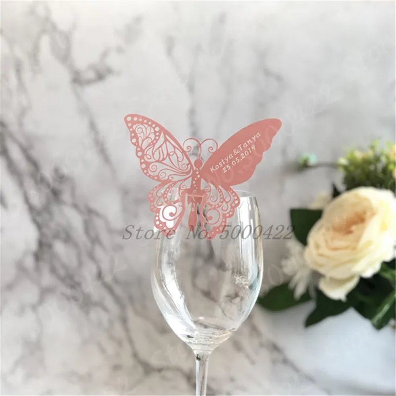 50 шт./лот лазерная резка бабочки бумажная карта/карточка сопровождения/карта