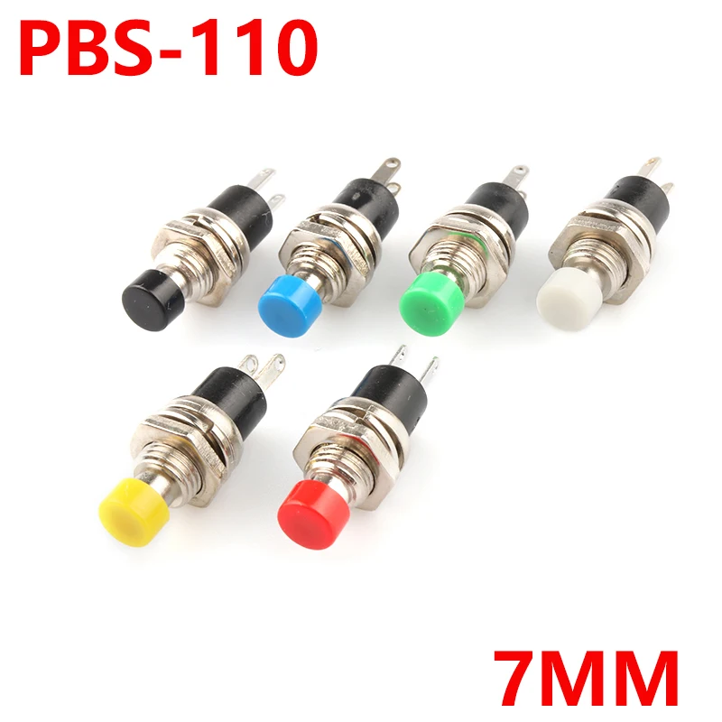 6 шт. мини круглый Мгновенный кнопочный переключатель нажмите на самосброс PBS 110 7
