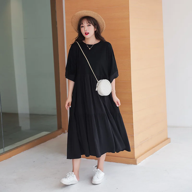 

Plus Size Women Dress Summer 2020 Solid Casual Short Sleeve Maxi Dresses For Women Long Dress Vestidos robe femme