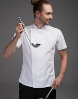 new men restaurant chef jacket cook suit kitchen chef uniform cook clothes short sleeve cook work wear breathable comfortable
