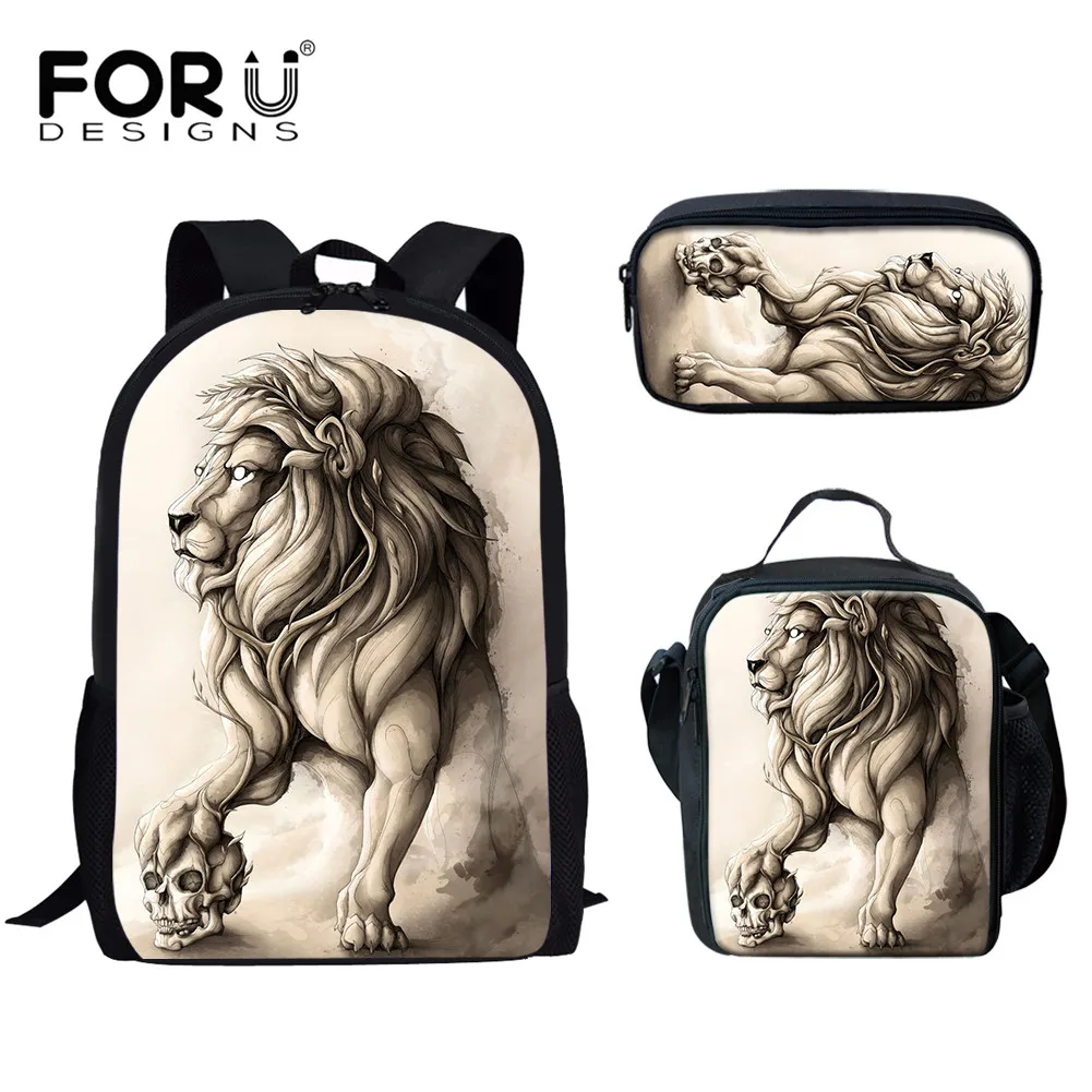 

FORUDESIGNS Cool Style Animal Design Schoolbags for Boys Fashion Teenagers Casual Travel Backpack School Bookbags 3Pcs Set Bolsa