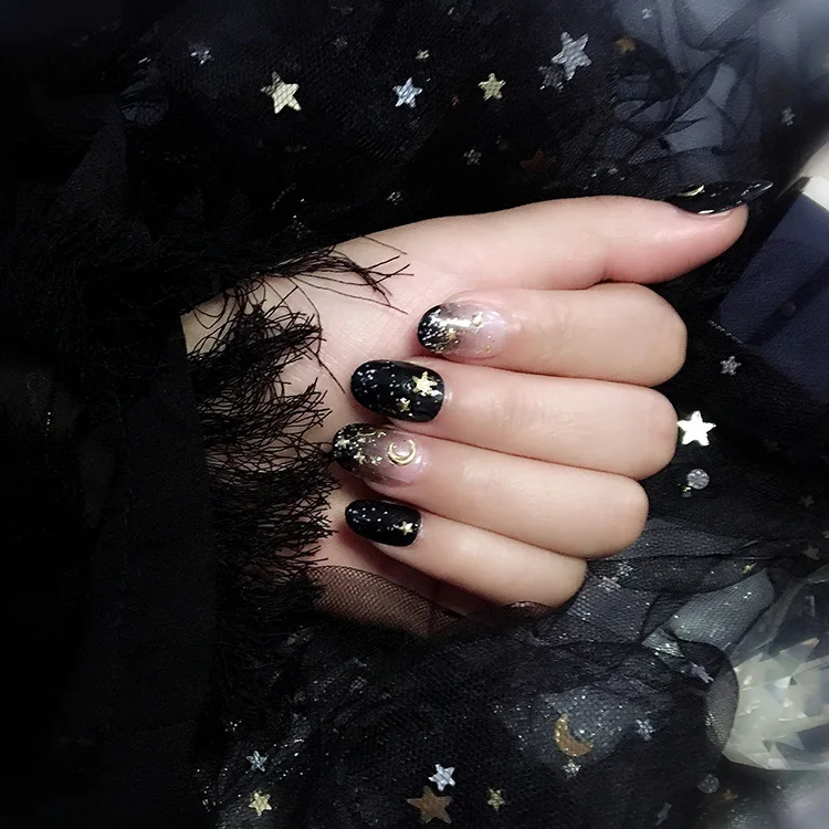 A1-Dress Маникюр накладные ногти пластырь готовая продукция черный и белый с узором