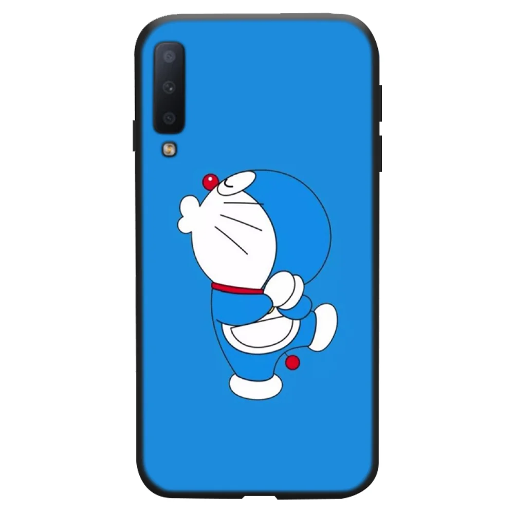 Мягкий черный чехол для телефона Doraemon с изображением синей кошки Samsung A20 A30 30s A40 A7