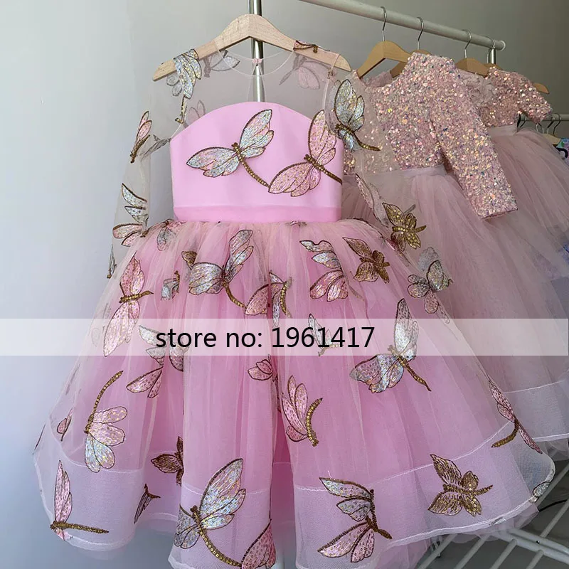 

Beautiful Flower Girls Knee Dresses Gril's Lace Dresses Girls Pageant Gown Kids Clothes for Birthday