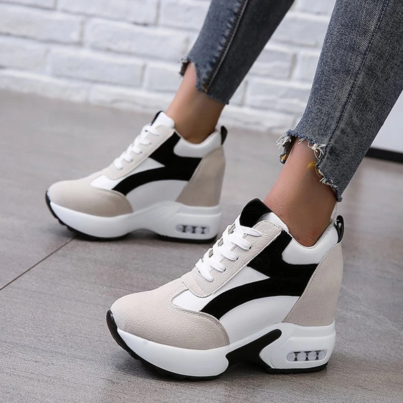 

Women Shoes Ladies Lace Up Casual Light Suede Shoes Woman Fashion Sneakers Female Ankle Heel Footwear 2021