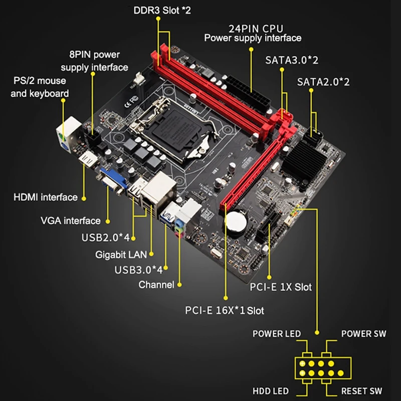 Материнская плата H81 для настольного компьютера с разъемом Lga 1150 Pins I3 I5 3470 4590 Cpu Super B85 Micro-Atx Uefi bios