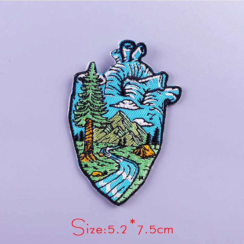 

UFO Alien Stripe Patch Stickers Iron On Patches For Clothing Mountain Embroidered Patches For Clothes Appliques For Jacket Badge