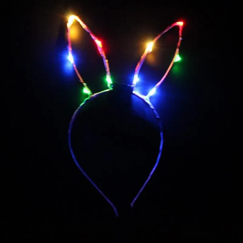 Заячьими ушками светодиодный светящийся мигающий ободок Для женщин девочек