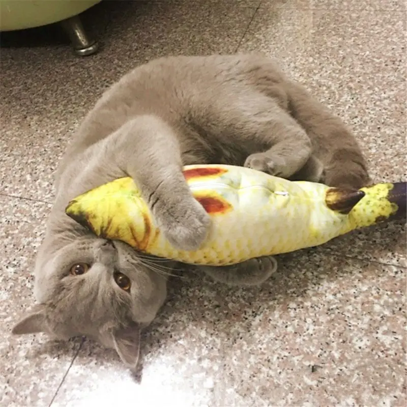 1 шт. творческая кошка котенок жевательные игрушки кошки Котенок Мягкая Игрушка Рыба интерактивные