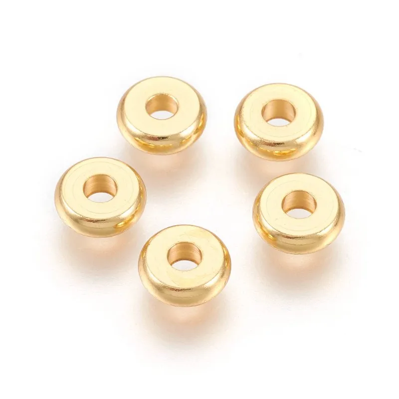 

10PCS 304 Stainless Steel Spacer Beads Flat Round Golden 6x2mm Hole: 1.8mm Jewelry making DIY