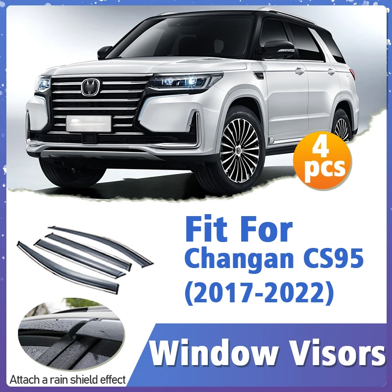 Window Visor Guard for Changan CS95 2017-2022 Vent Cover Trim Awnings Shelters Protection Sun Rain Deflector Auto Accessories