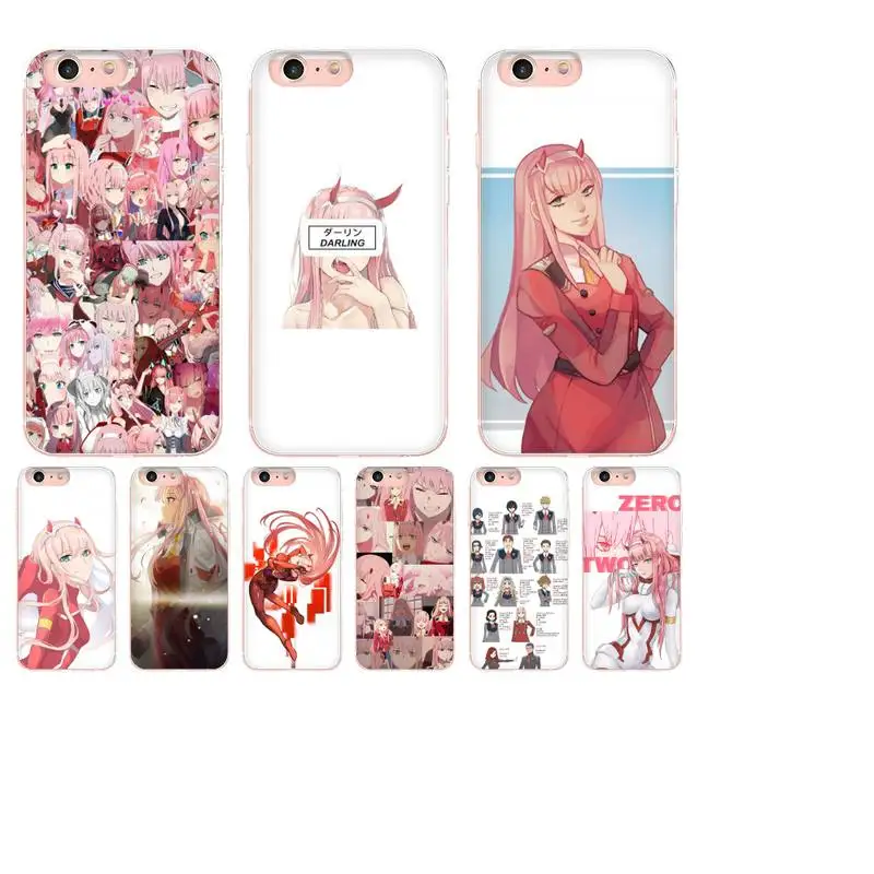 

zero two Darling in the FranXX Phone Case For iphone 13 X XS MAX 11 12 pro max 6 6s 7 7plus 8 8Plus 5 5S XR SE 2020 Transparent