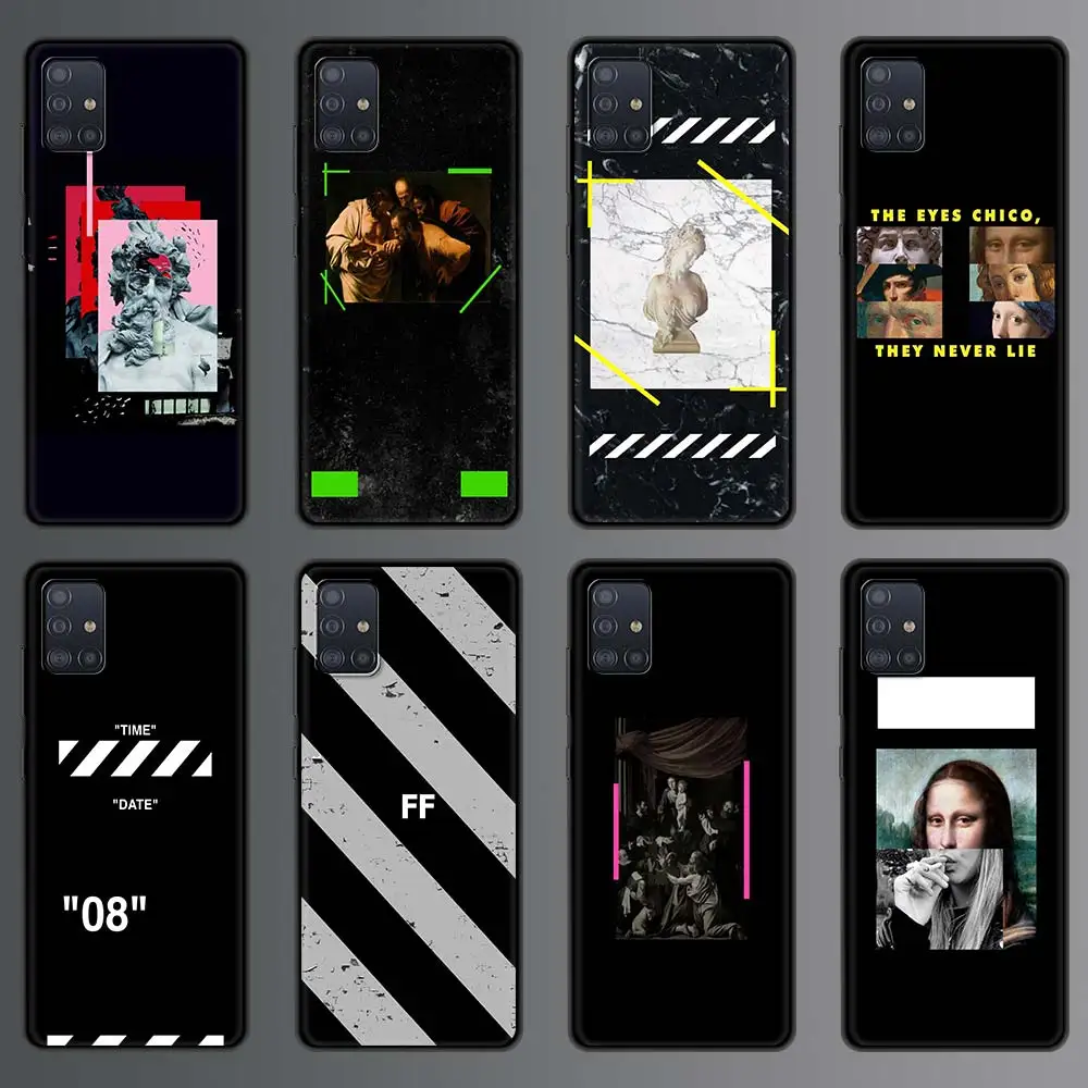 

Luxury off street Brand Stripes Phone Case for Samsung Galaxy A51 A71 A21S A12 A11 A31 A52 A41 A32 A72 A02S Silicon Back Cover