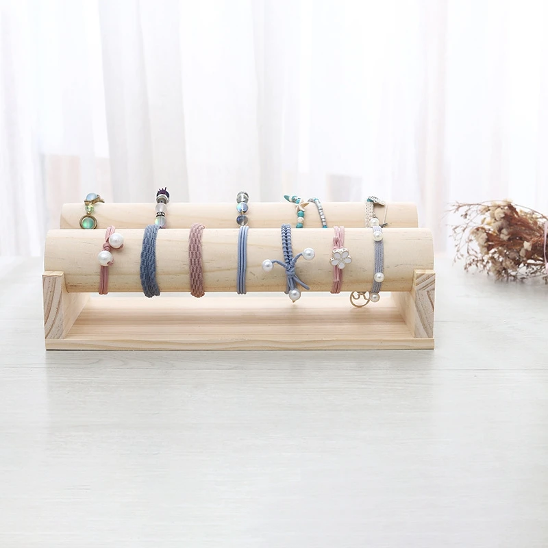 

Bamboo Wood Ring Brackets, Display Bracket with Solid Wood Bracelet Jewelry Display Stand Storage Wood