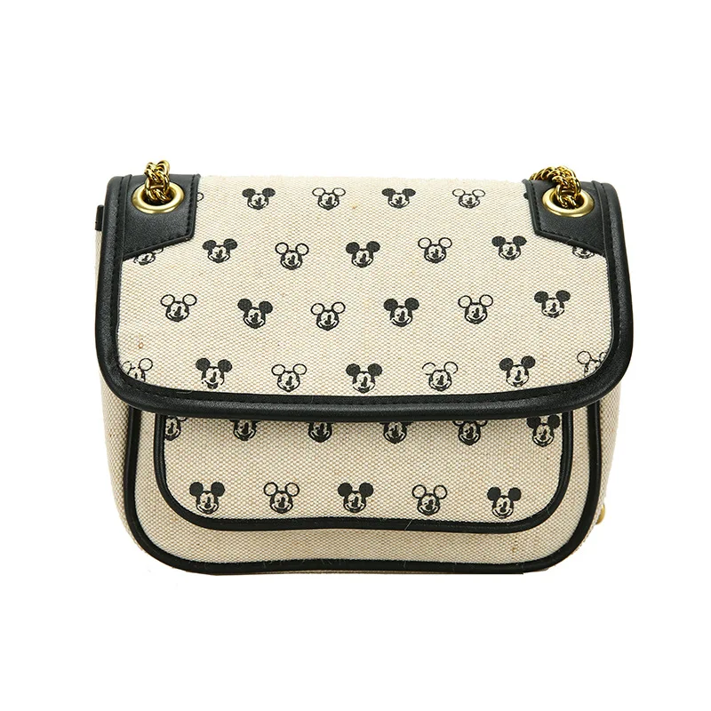 

Disney mickey mouse large capacity chain shoulder bag casual portable messenger bag cartoon canvas stray messenger bag