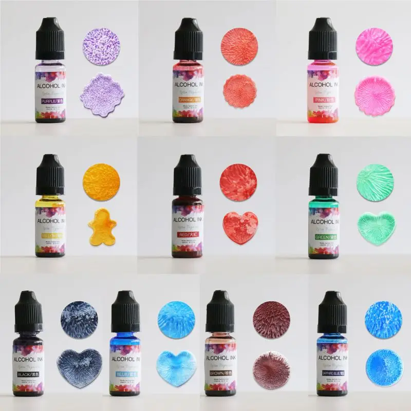 Kit de pigmentos de resina con Alcohol, 24 colores, resina l&iacute;quida, colorante, difusi&oacute;n de tinta, resina epoxi UV, fabricaci&oacute;n de joyas, 10ML-5